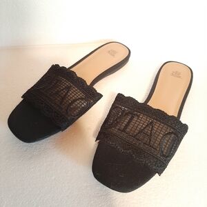 🛍Wild Fable Womens Josephina Lace Flat Sandals Black Size 8